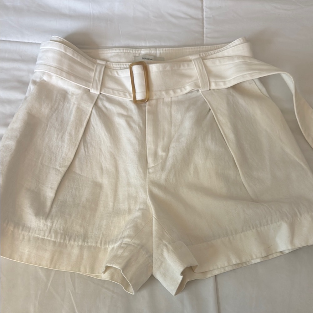 Women's White Belted Shorts